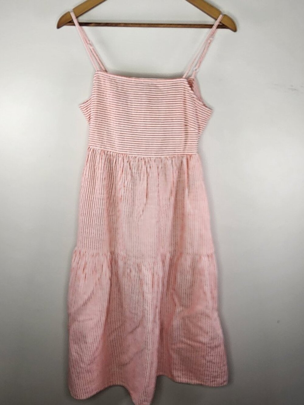 Vero Moda Striped Sundress — Pink/White, S | Tiered Midi Bow-Back Cami